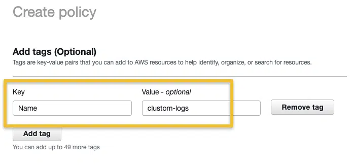 Cloudwatch policy tag